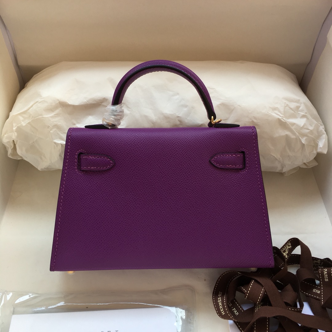 Hermes Kelly Mini II Bag 19CM In Anemone Epsom Leather